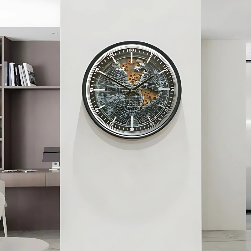 World Map Wall Clock for UK interiors