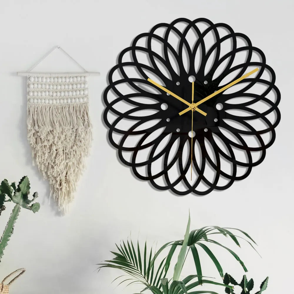 Metal Mandala Flower Wall Clock for UK interiors