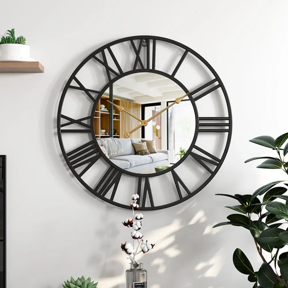 Roman Numeral and Mirror Wall Clock – view 7