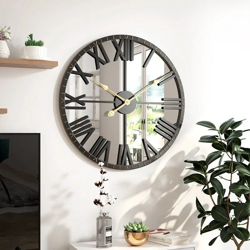 Black and Gold Mirror Wall Clock – view 4