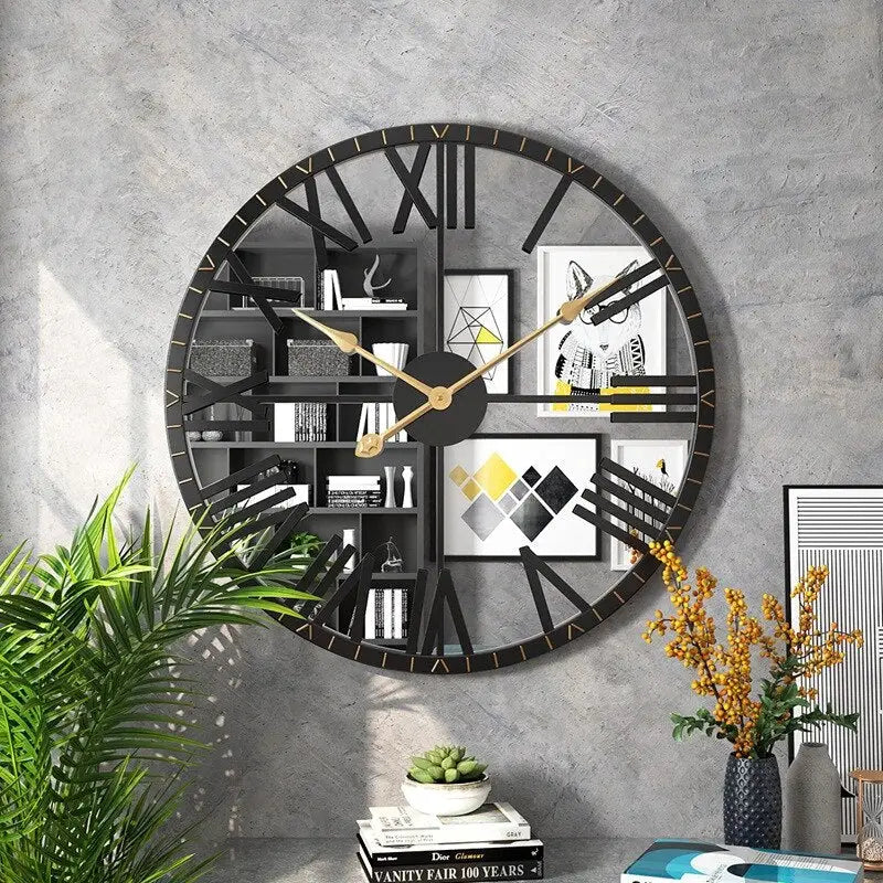 Black and Gold Mirror Wall Clock – view 2