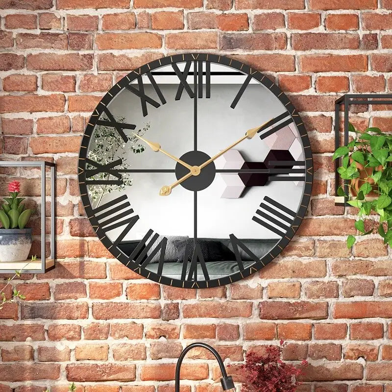 Black and Gold Mirror Wall Clock – view 5