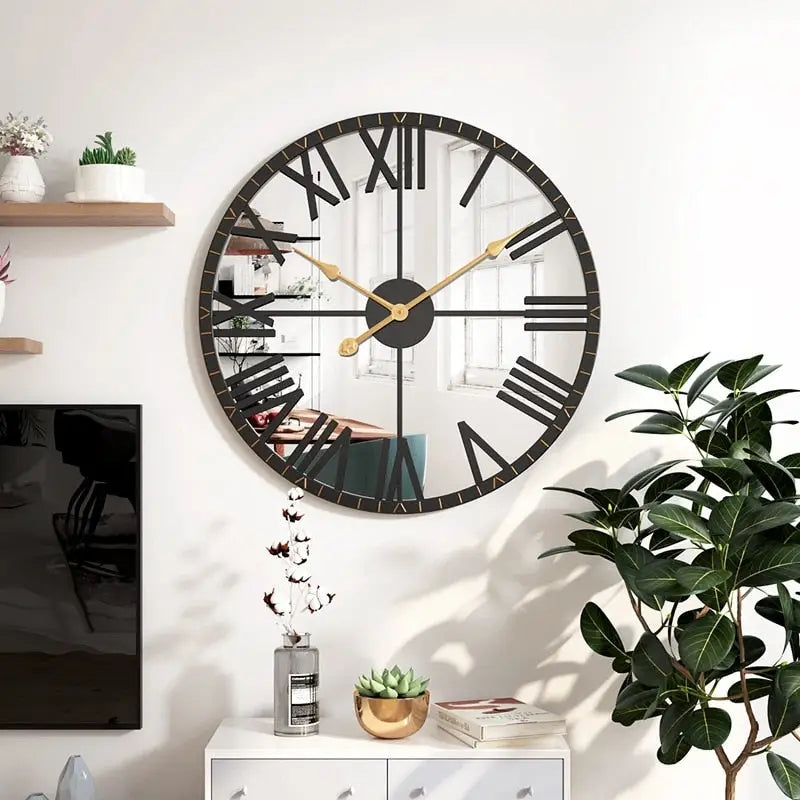 Black and Gold Mirror Wall Clock – view 3