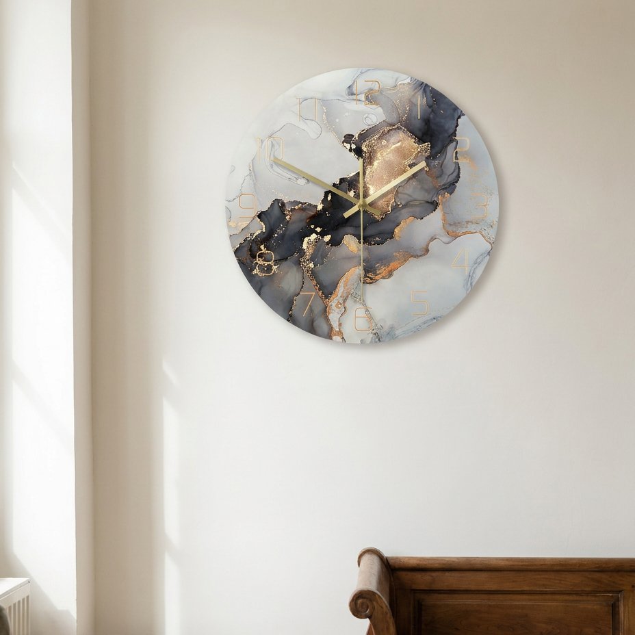 Abstract Marble Wall Clock for UK interiors