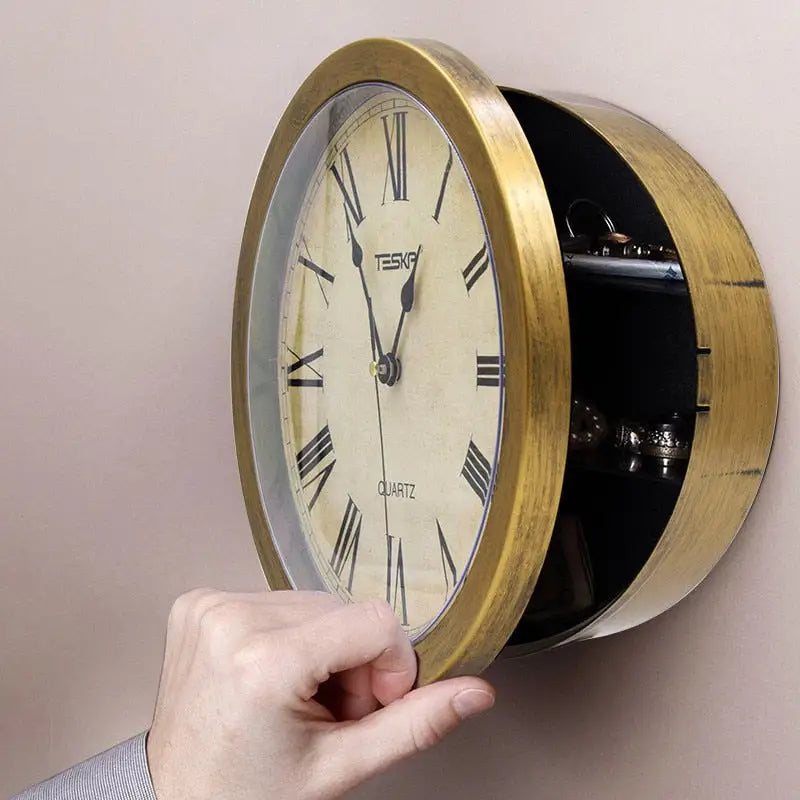 Wall Clock with Secret Compartment – White