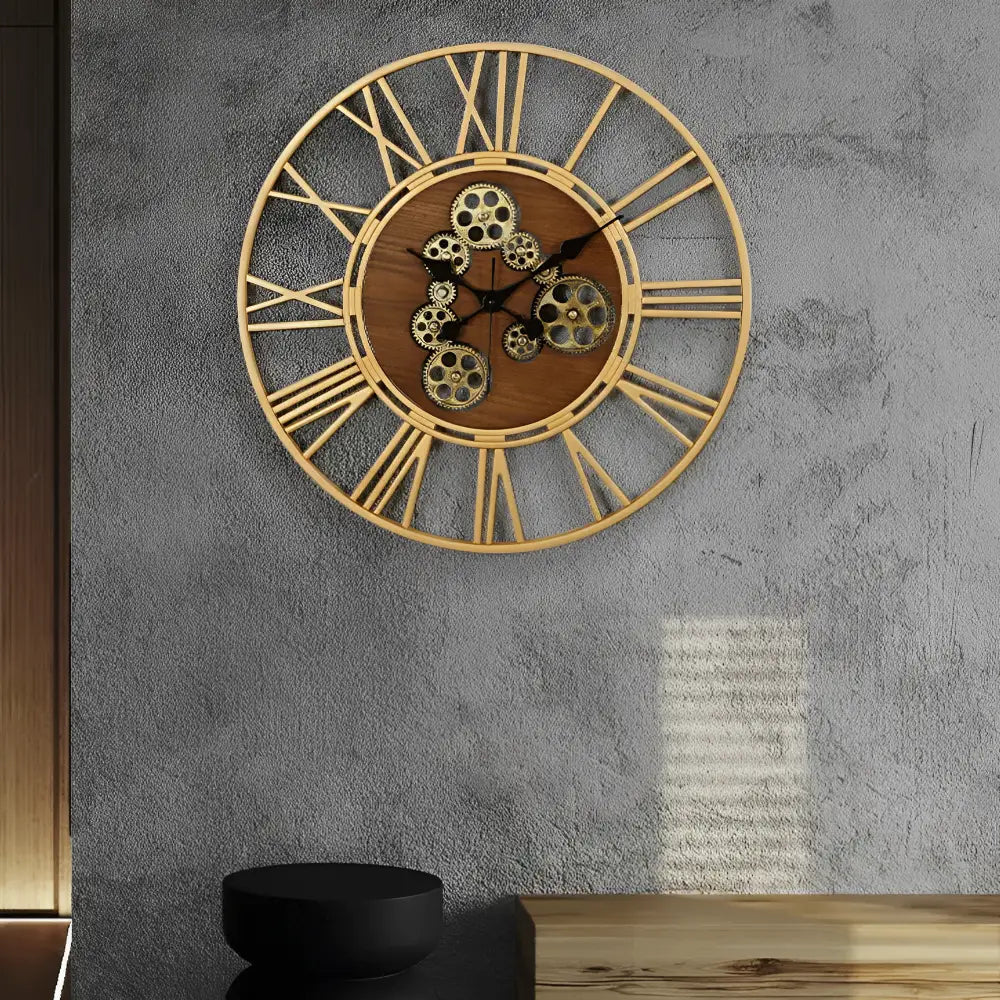 Moving Gear Industrial Metal Wall Clock for UK interiors