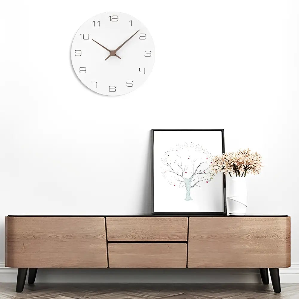 White Wood Wall Clock – view 3