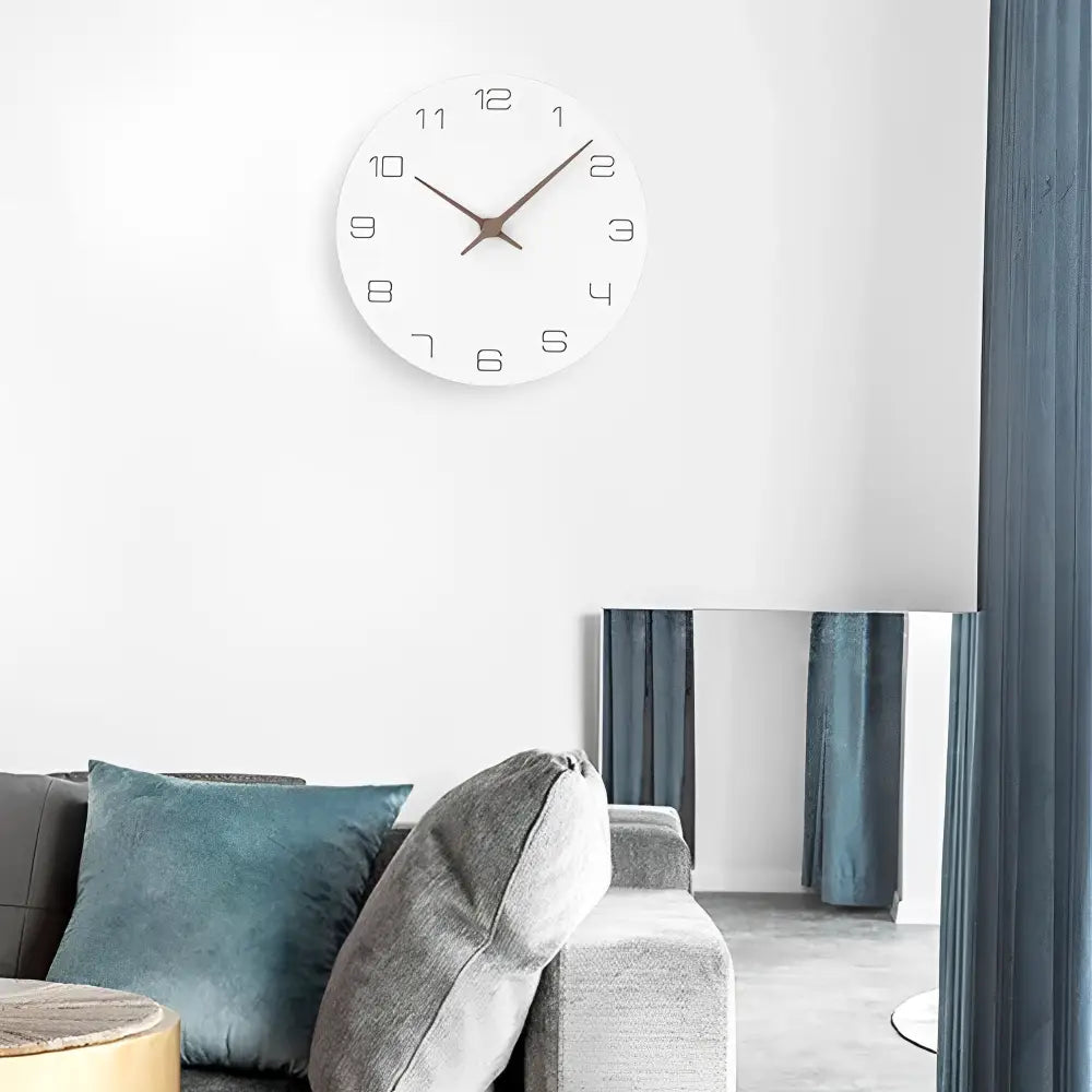 White Wood Wall Clock – view 4