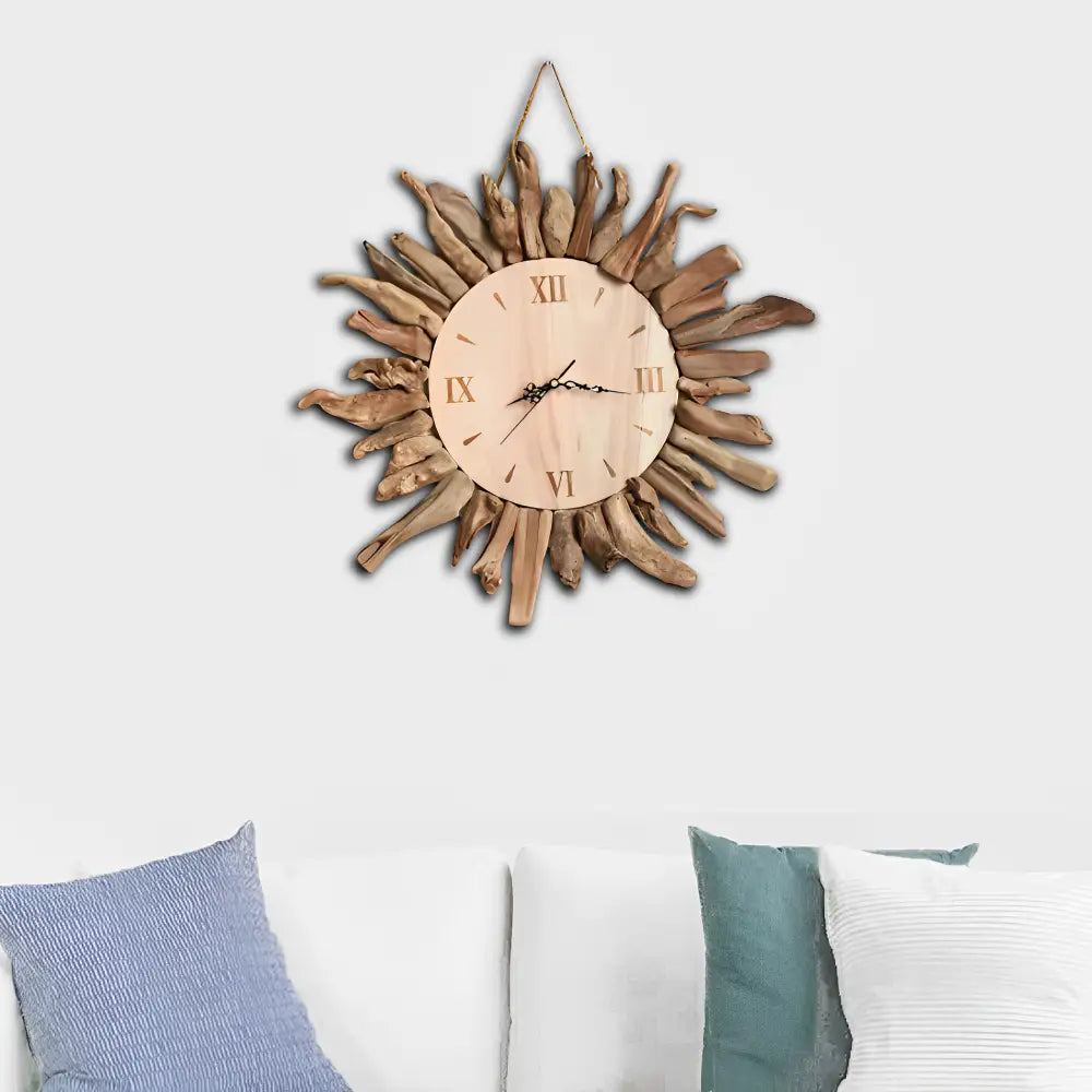 Driftwood Sun Wall Clock – view 2