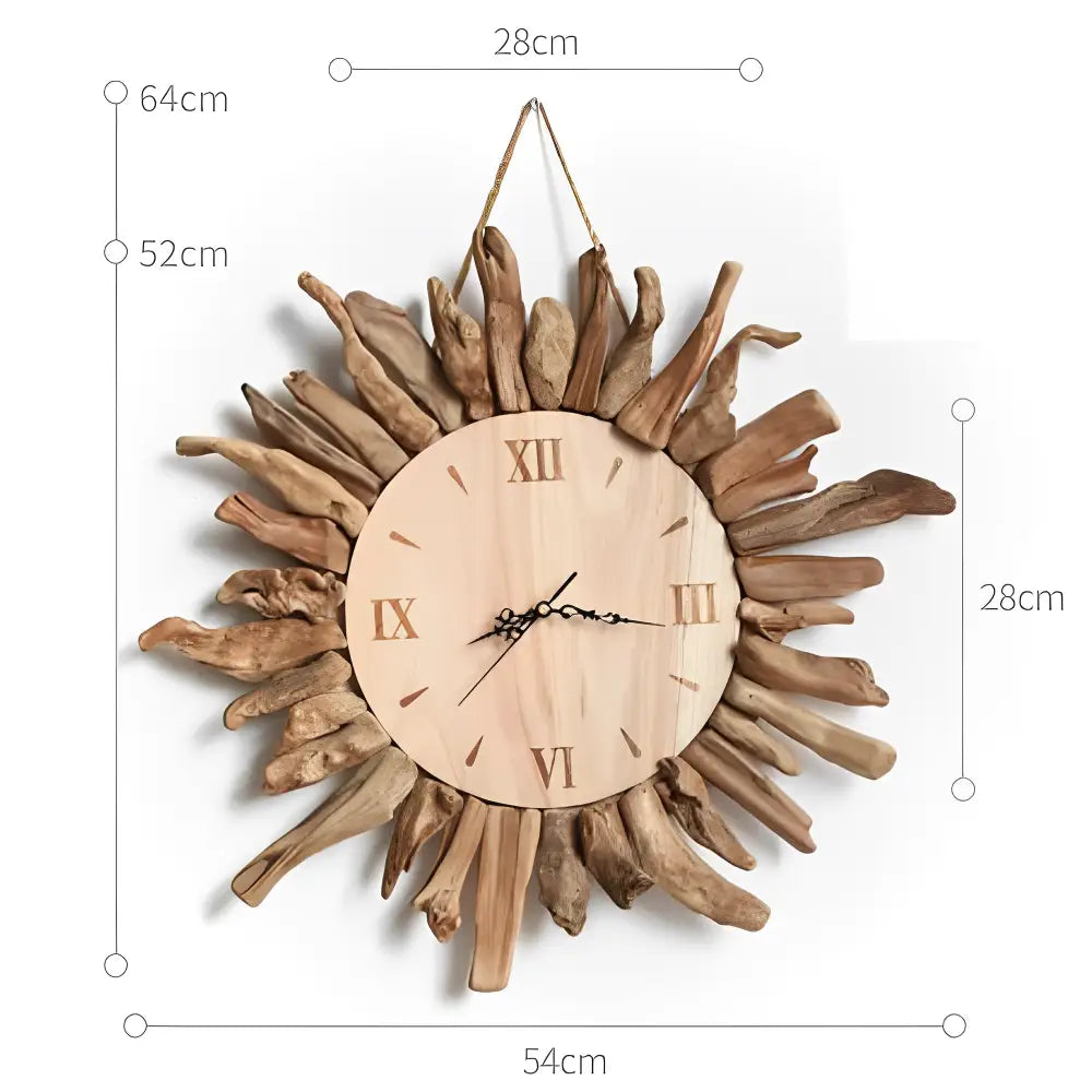 Driftwood Sun Wall Clock – view 4