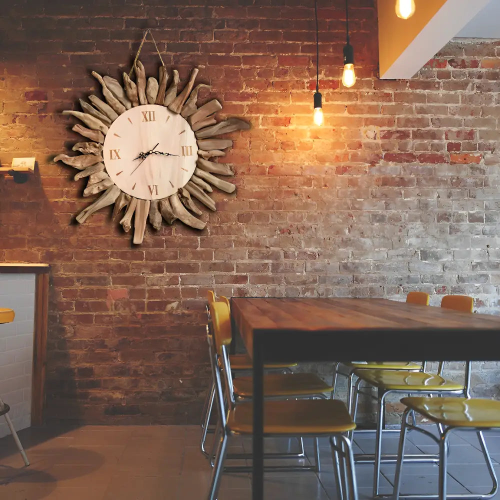 Driftwood Sun Wall Clock – view 3