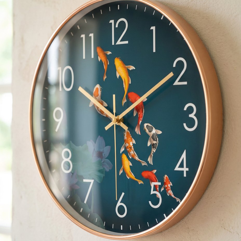 Artistic Koi Carp Wall Clock for UK interiors