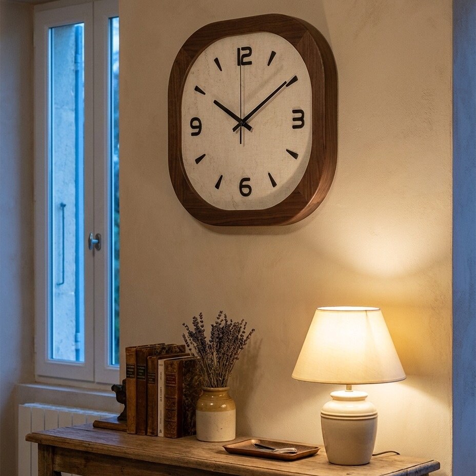 Elegant Minimalist Square Wooden Wall Clock for UK interiors
