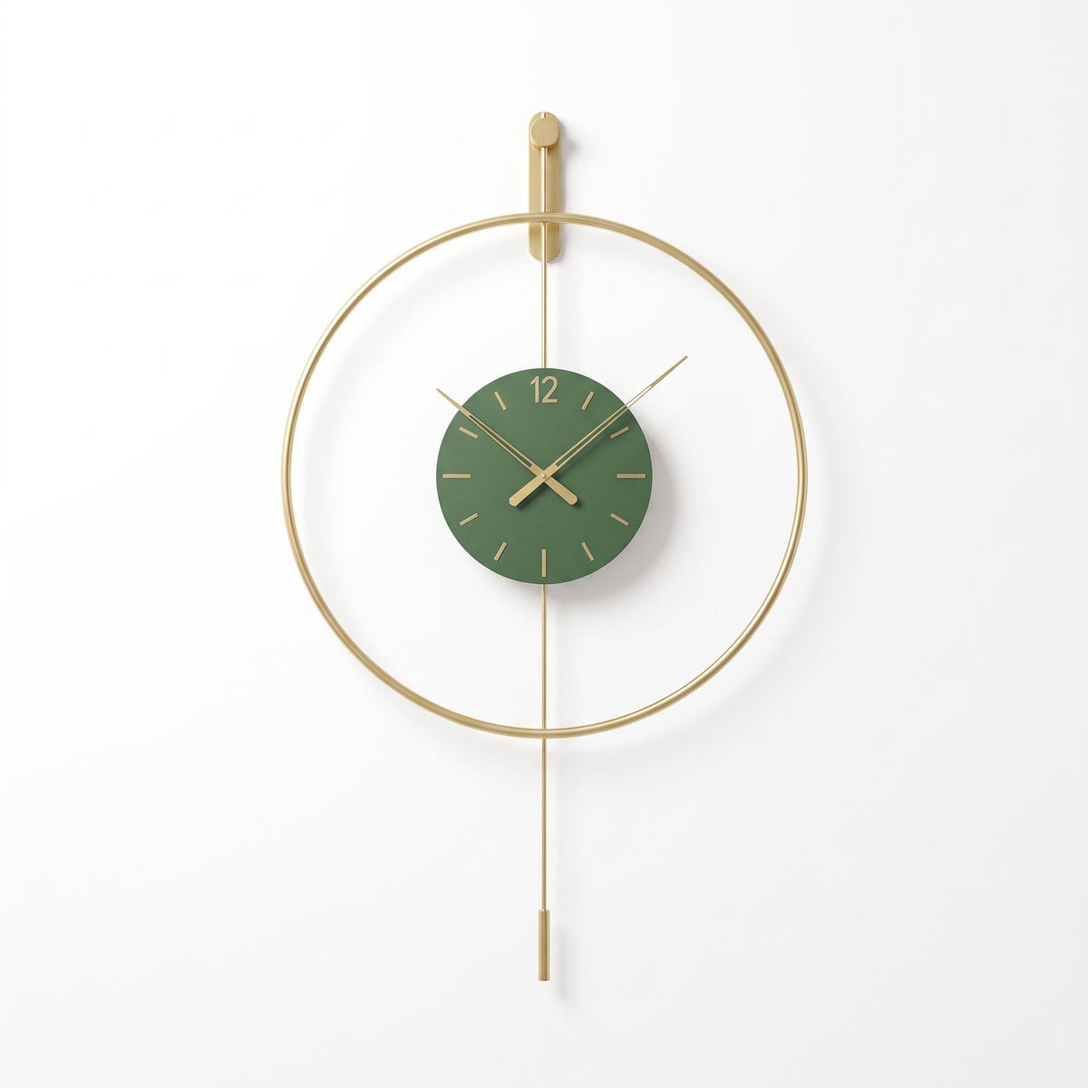 Black Metal Circle Pendulum Wall Clock for UK interiors
