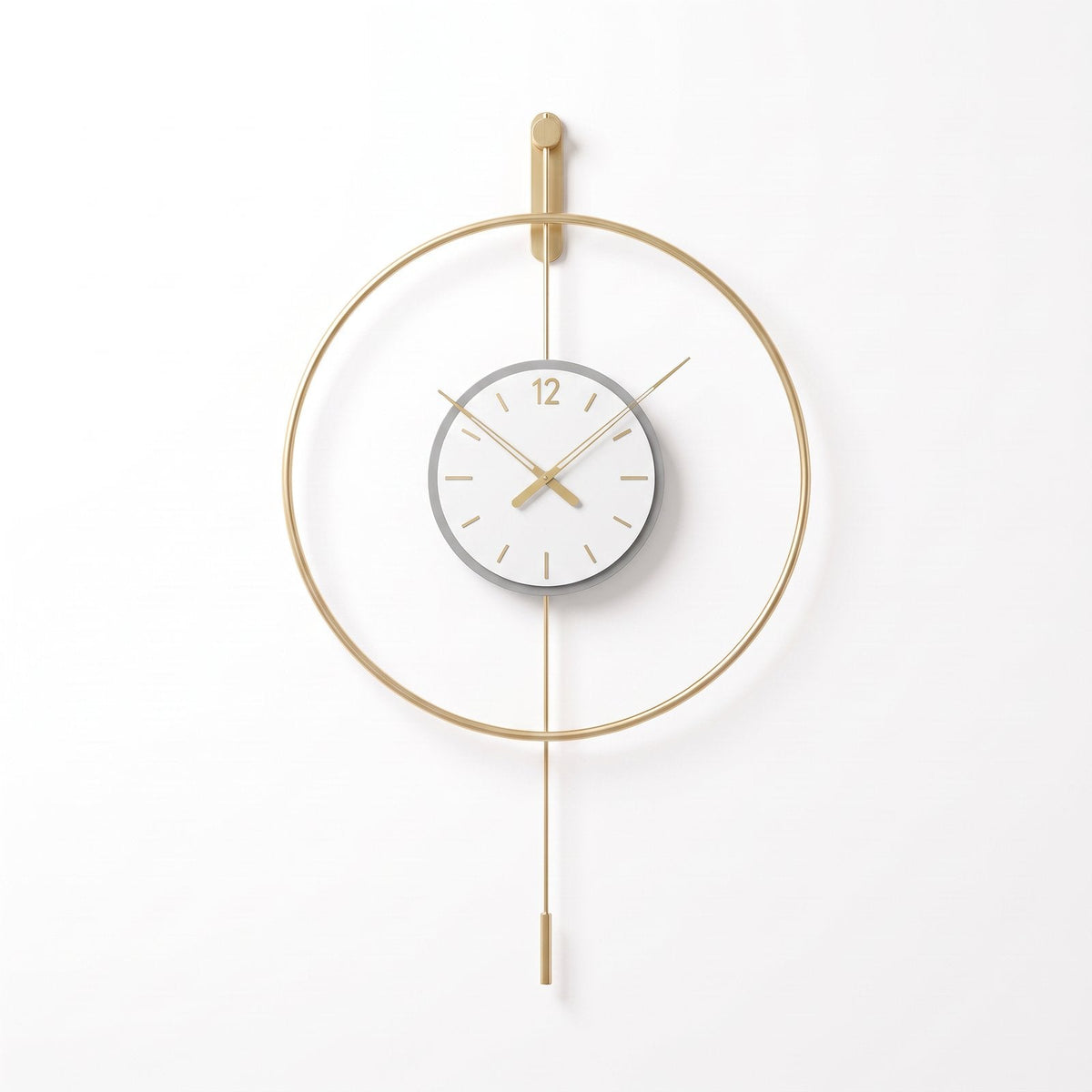 Black Metal Circle Pendulum Wall Clock for UK interiors