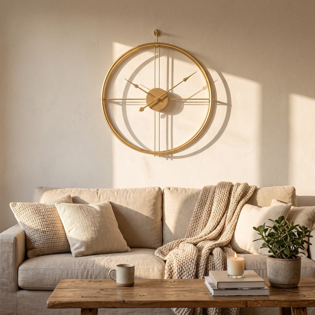 Airy Gold Circle Wall Clock for UK interiors