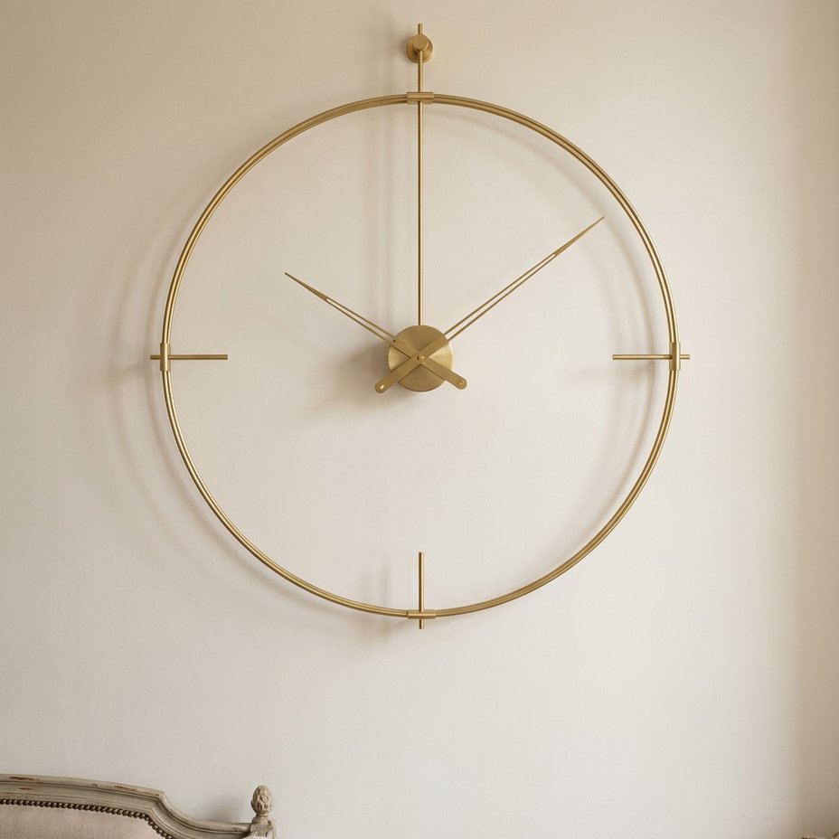 Minimalist Open Gold Circle Wall Clock for UK interiors