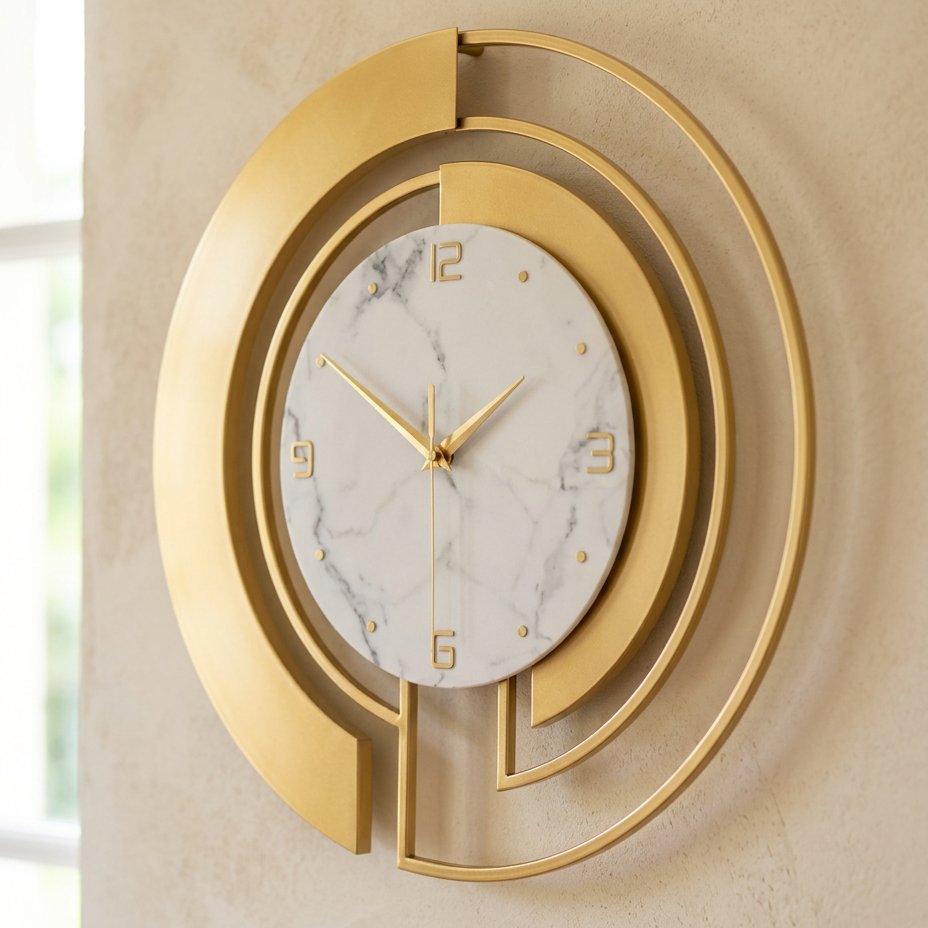 Open-Frame Gold Metal Wall Clock for UK interiors