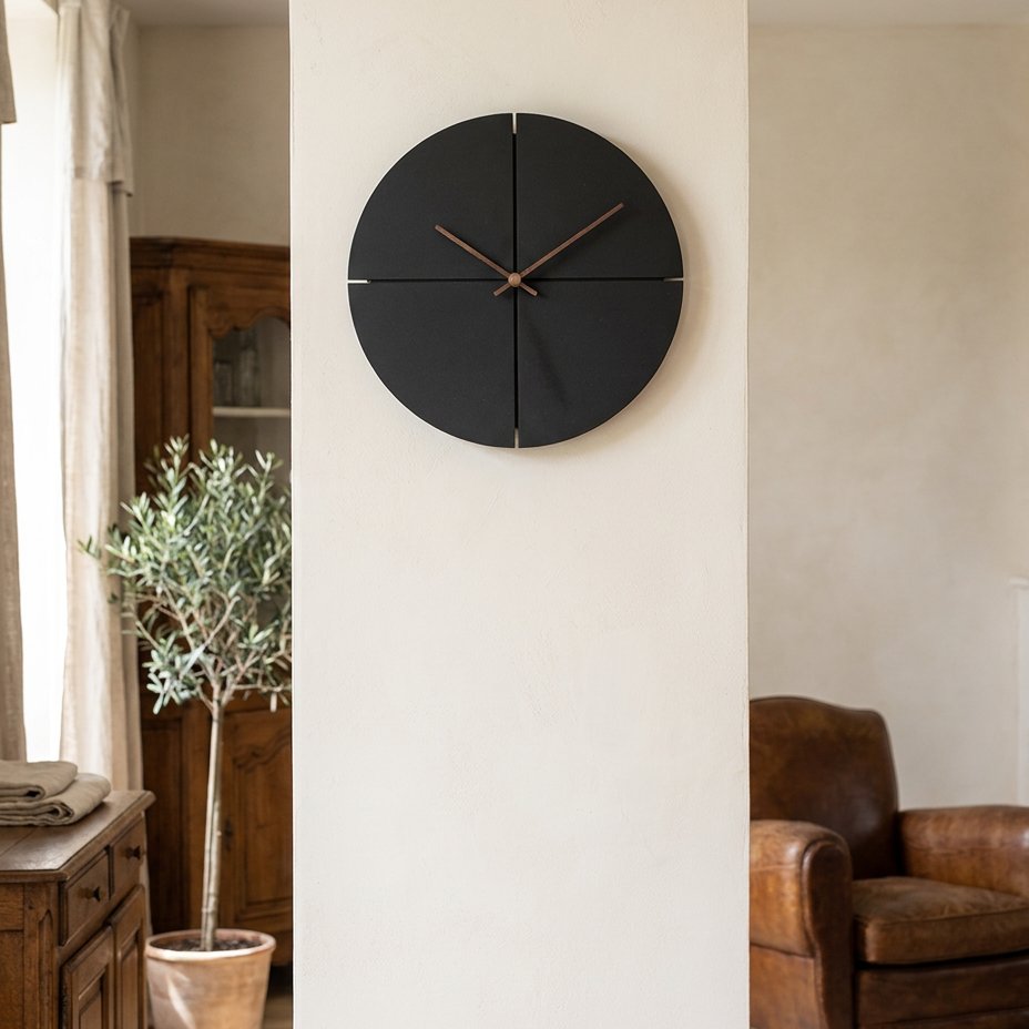 Black Circle Wall Clock for UK interiors
