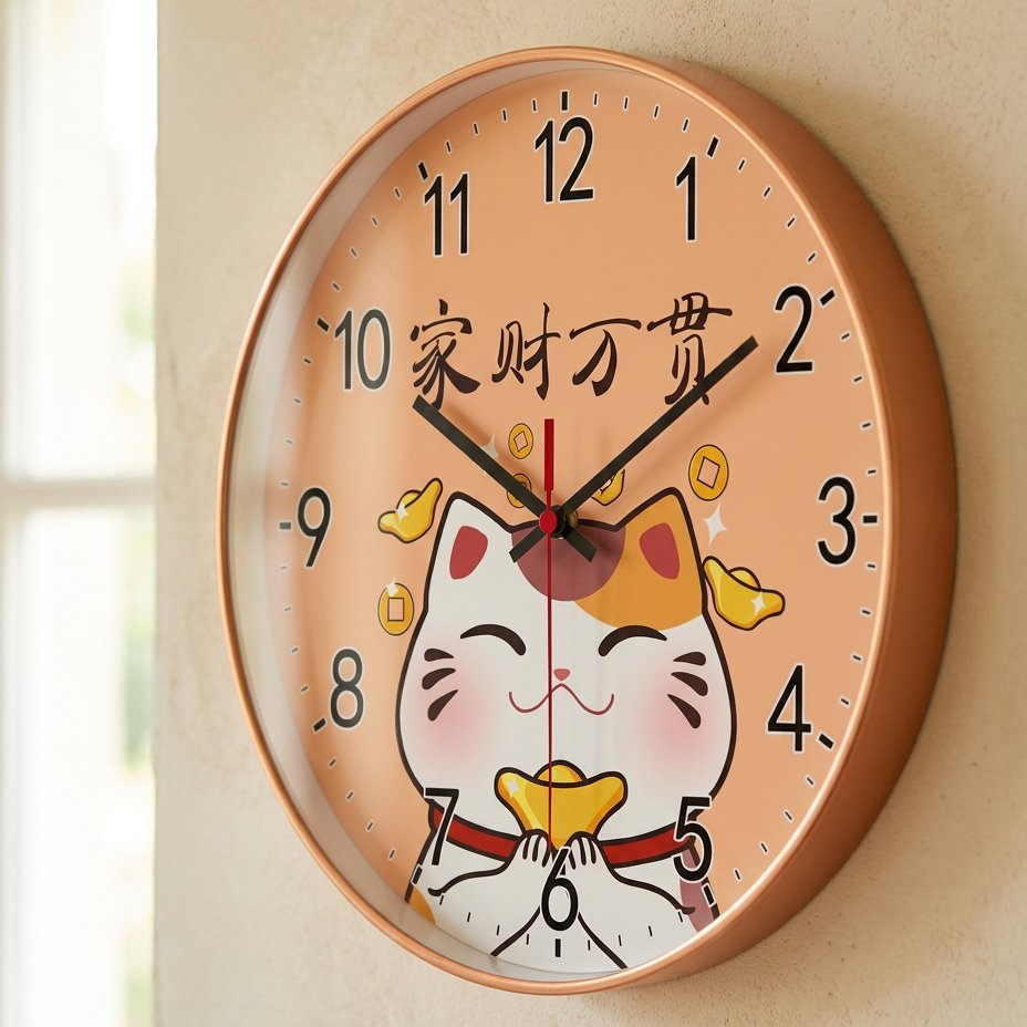 Maneki Cat Wall Clock for UK interiors