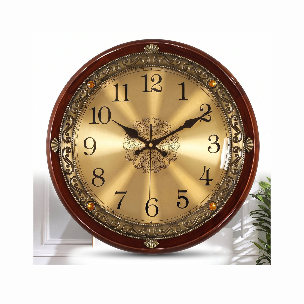Golden Wall Clock Roman Numerals for UK interiors