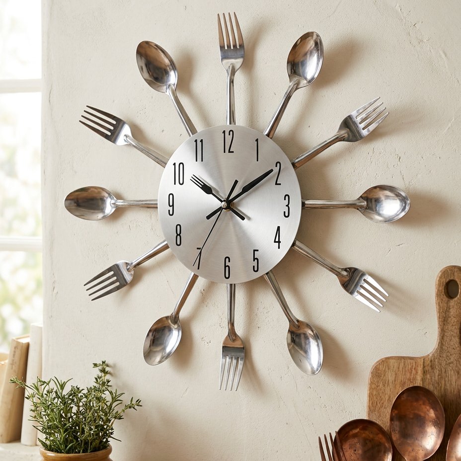 Kitchen Cutlery Wall Clock for UK interiors