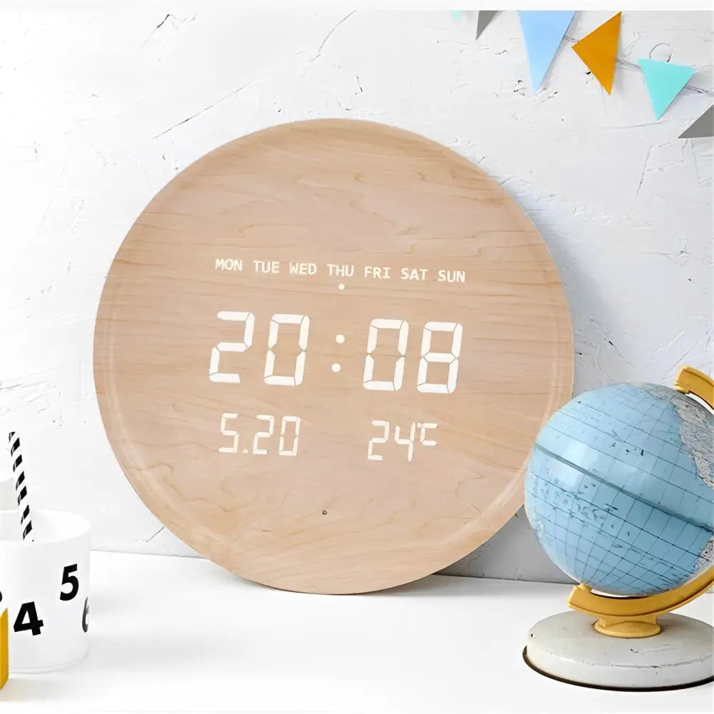 LED Design Wall Clock – Wood
