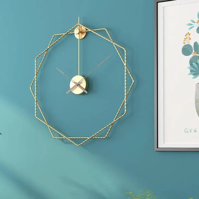 Octagon Design Wall Clock – Gold Et Black