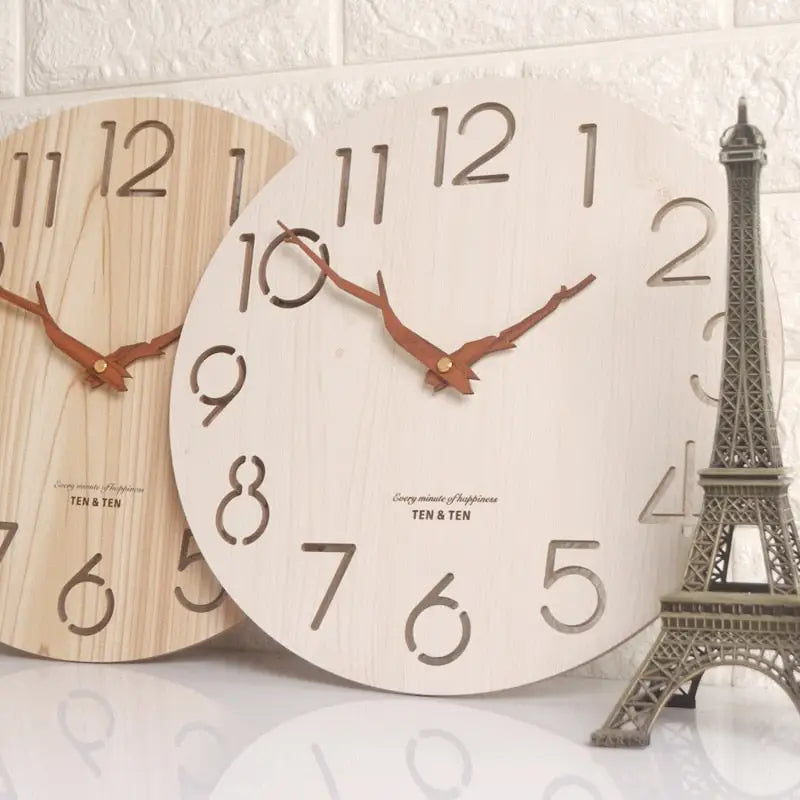 Bamboo Wood Wall Clock – White Without Feuille