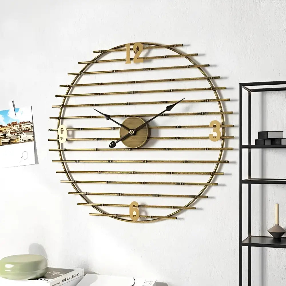 Golden Metal Wall Clock – view 2