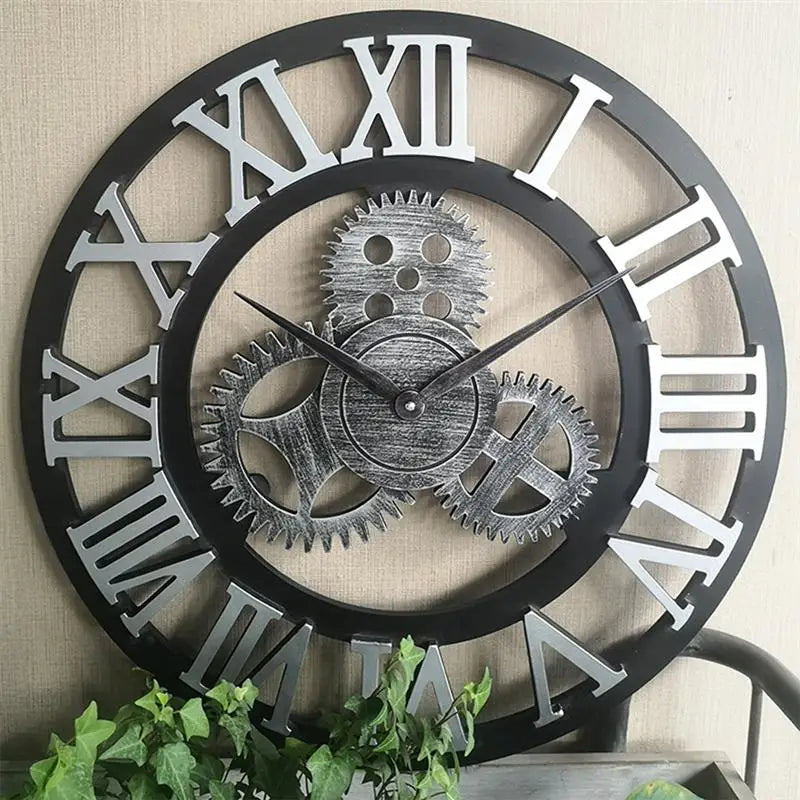 Giant Wall Clock – Wood Silver