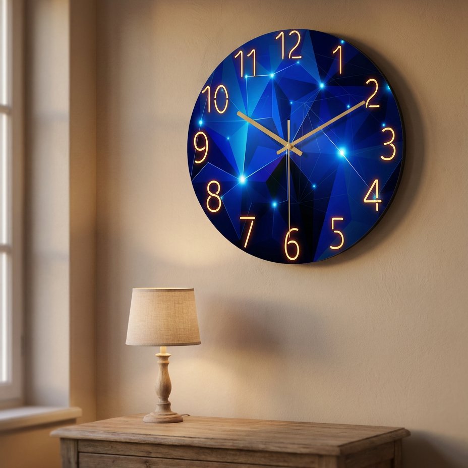 Luminous Geometric Wall Clock for UK interiors