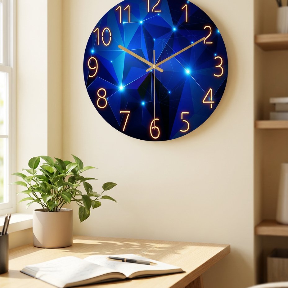Luminous Geometric Wall Clock for UK interiors