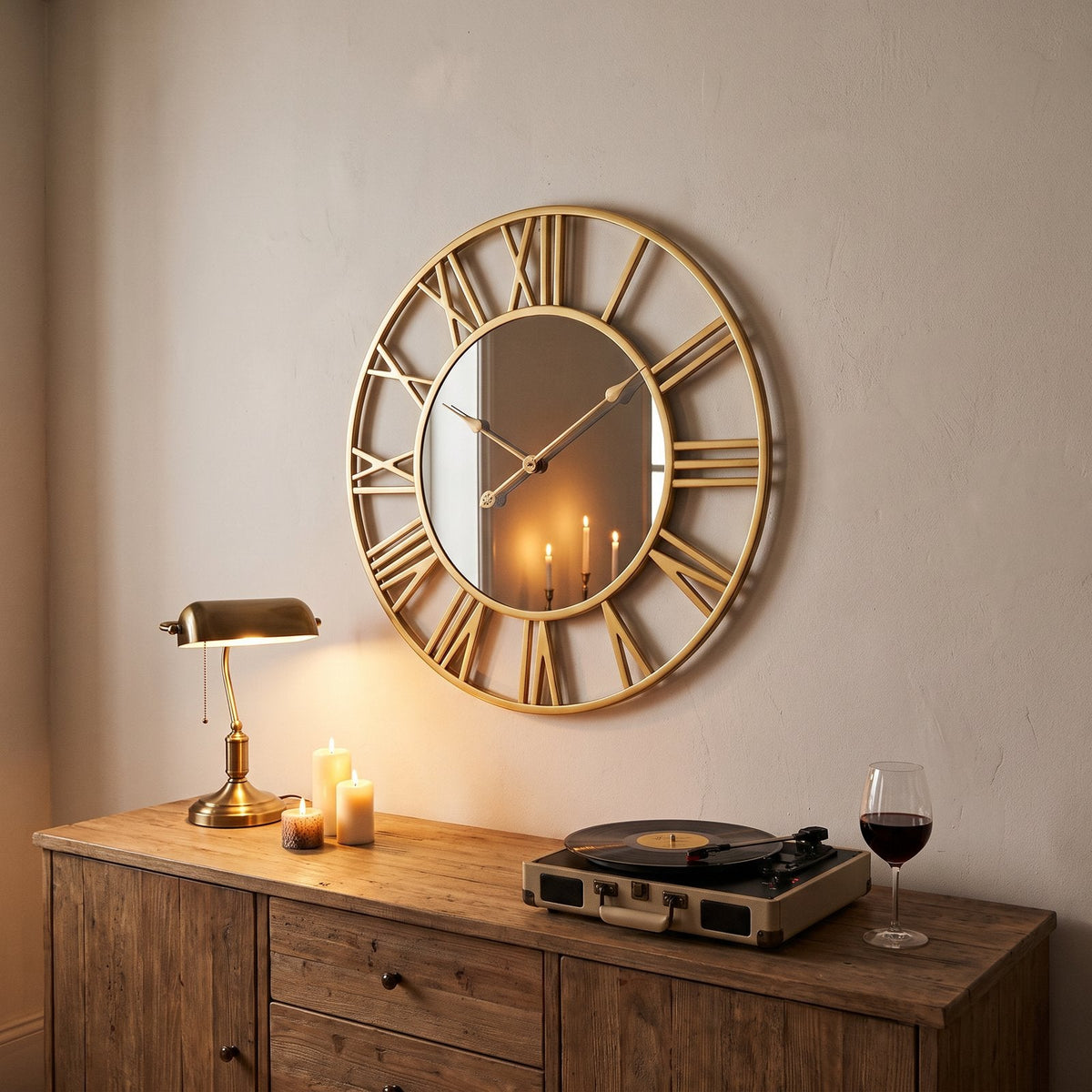 Golden Mirror Wall Clock for UK interiors