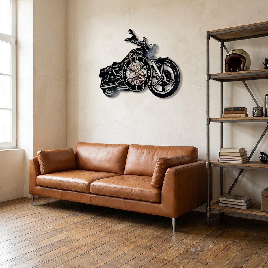 Motorcycle Design Wall Clock for UK interiors