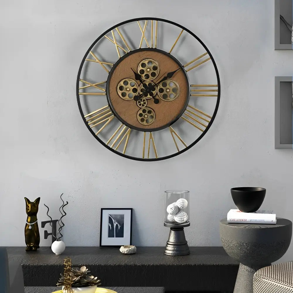 Large Steampunk Wall Clock with Gears – view 2