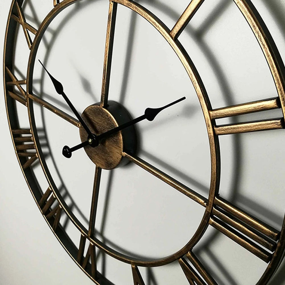 Black Metal Roman Numeral Wall Clock for UK interiors