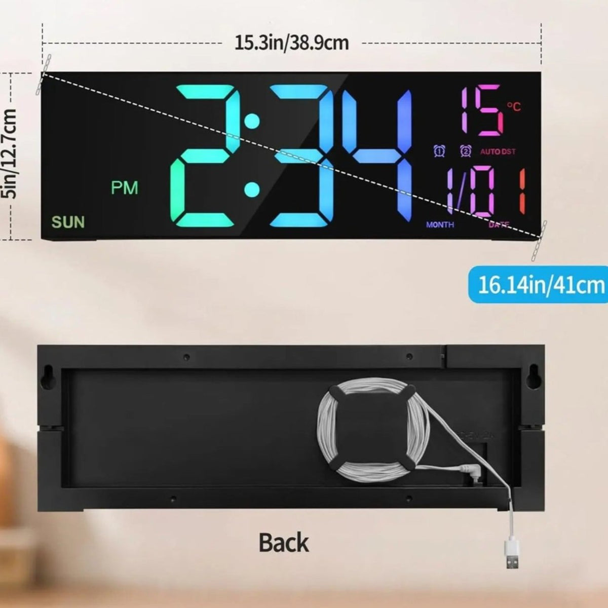 Colorful LED Wall Clock for UK interiors