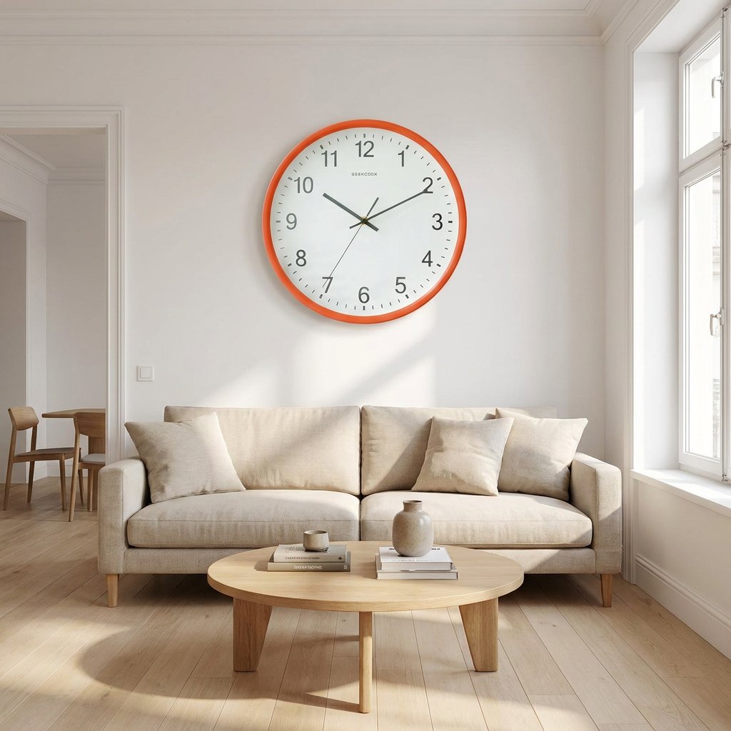 Orange Numbers Wall Clock for UK interiors