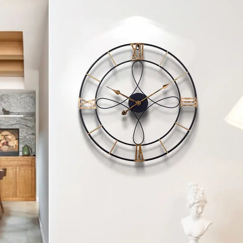 Black and Gold Wrought Iron Wall Clock – view 2