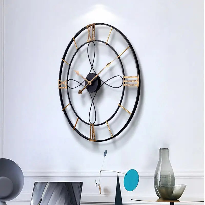 Black and Gold Wrought Iron Wall Clock – view 4