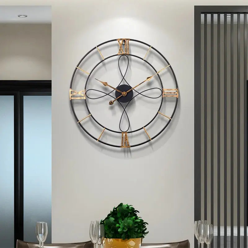 Black and Gold Wrought Iron Wall Clock – view 3
