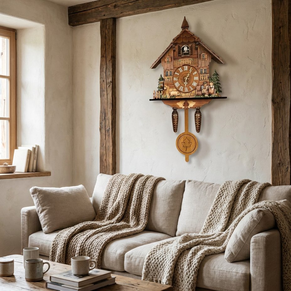 Alpine Chalet Pendulum Wall Clock for UK interiors