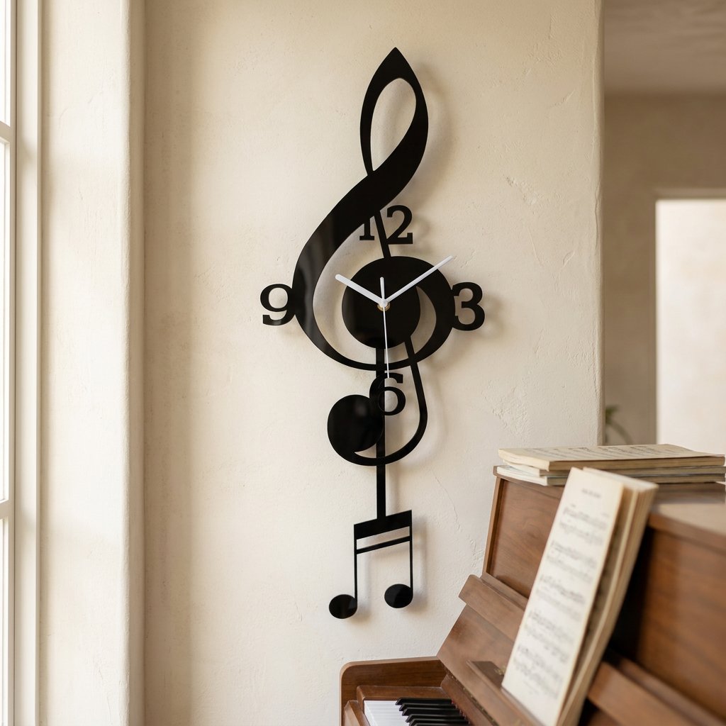 Treble Clef Pendulum Wall Clock for UK interiors