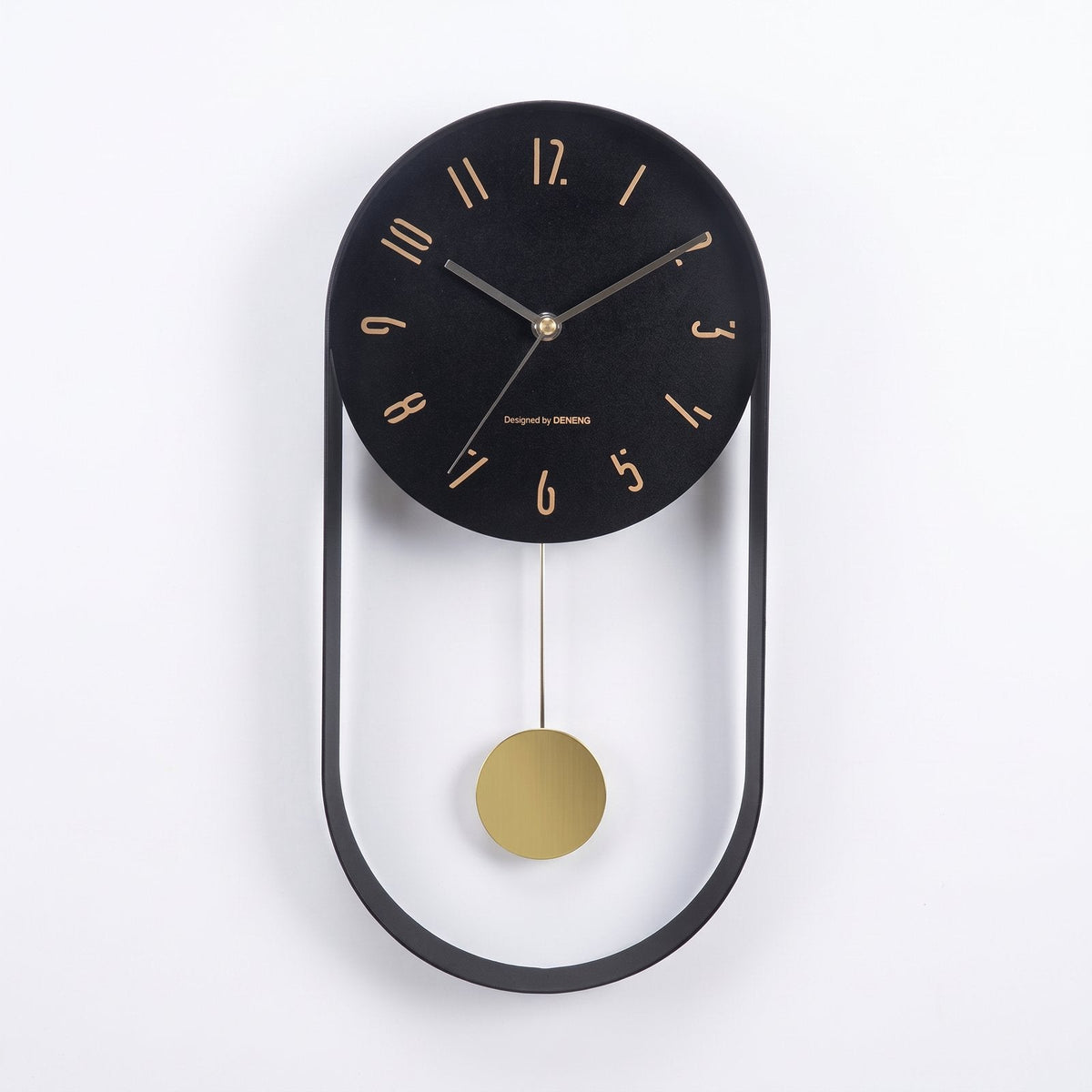 Black and Gold Modern Pendulum Wall Clock for UK interiors