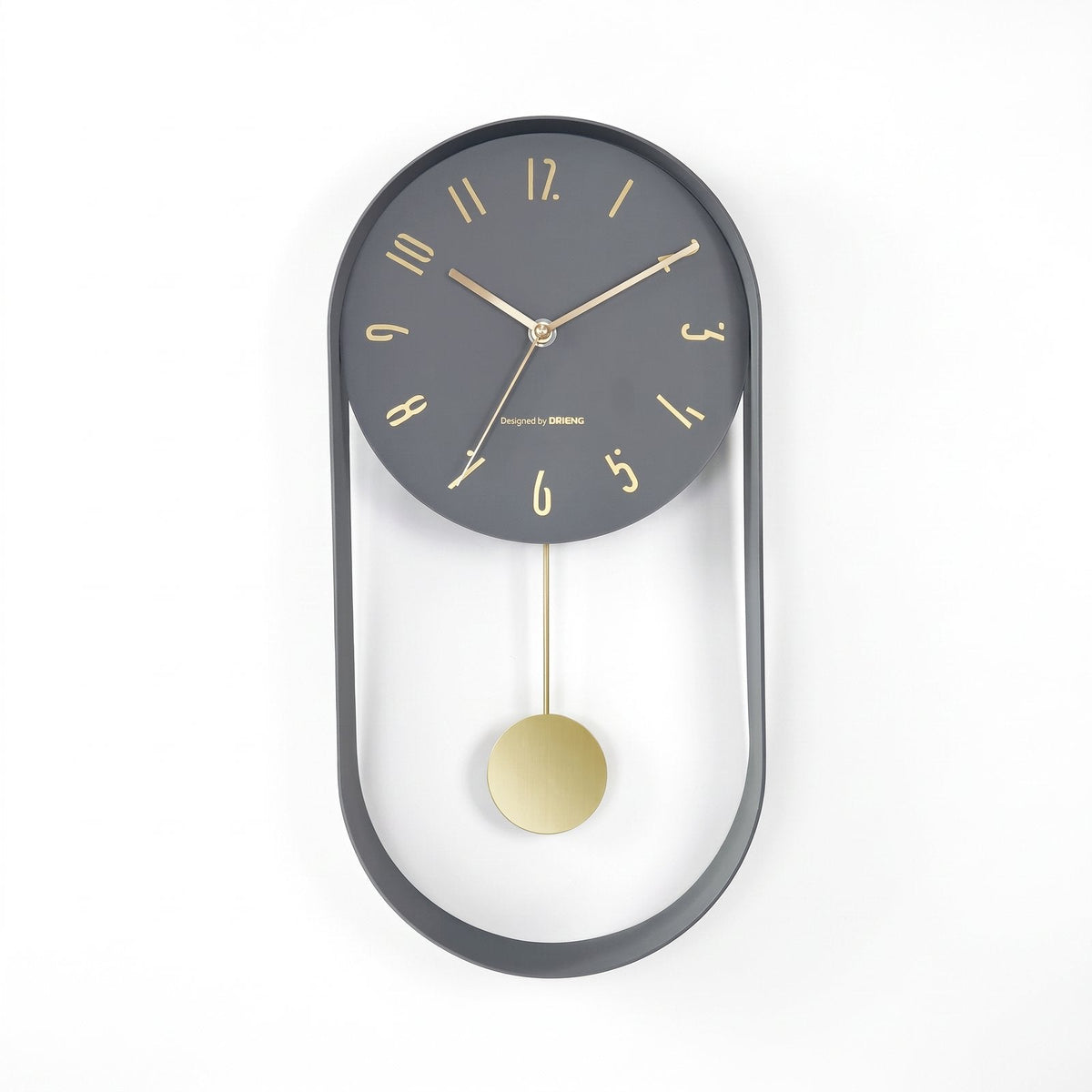 Black and Gold Modern Pendulum Wall Clock for UK interiors