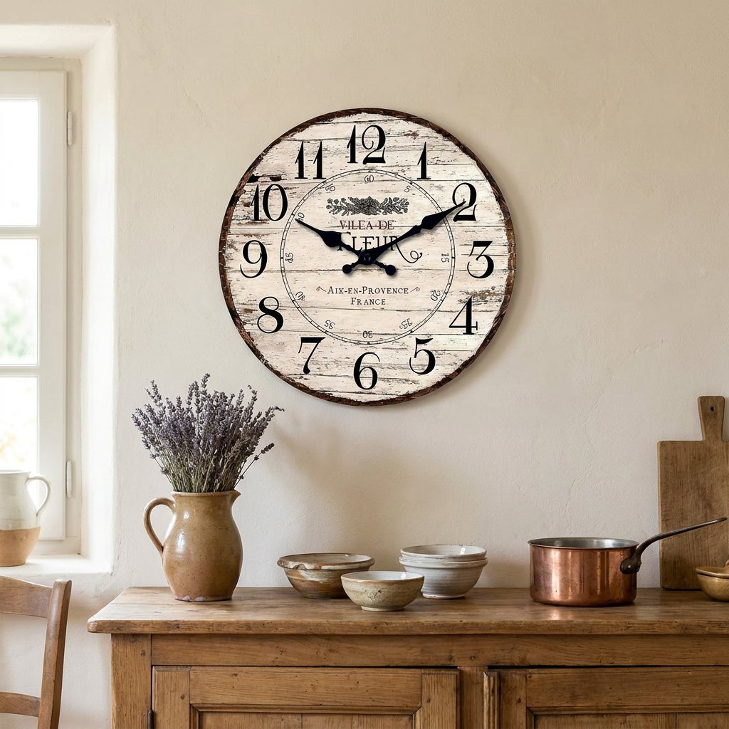 Vintage Provence Wall Clock for UK interiors