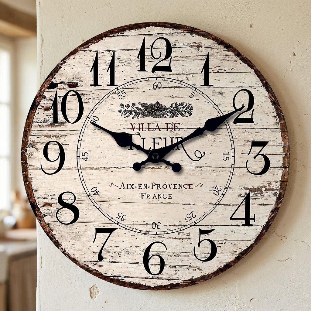 Vintage Provence Wall Clock for UK interiors