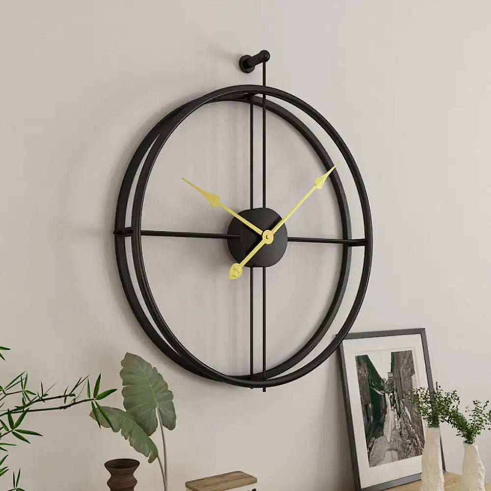 Spherical Rings Wall Clock – Black Aiguilles Gold