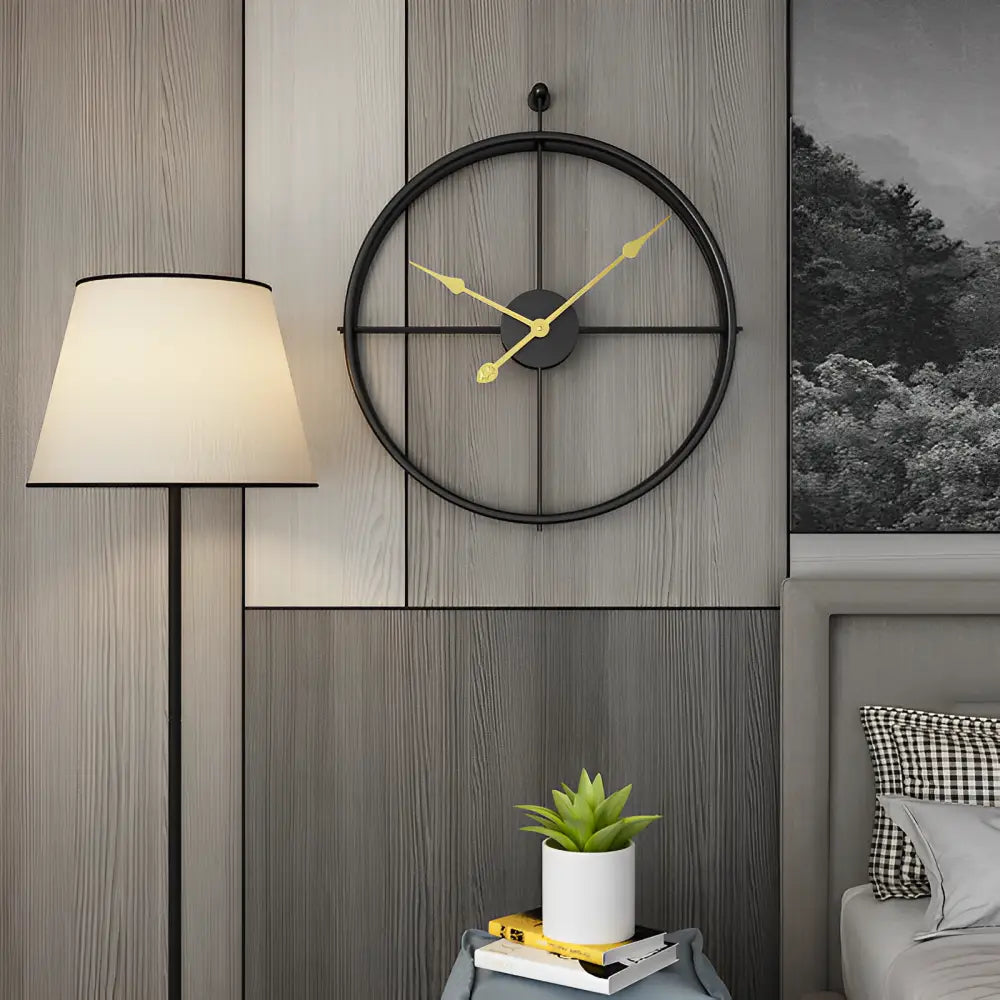 Spherical Rings Wall Clock – Gold Aiguilles Gold